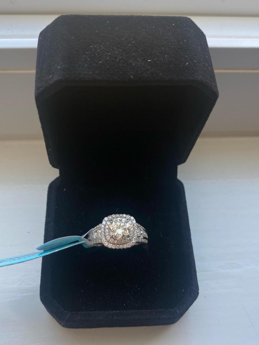 Silver Halo Round Cut Engagement Ring Size 5